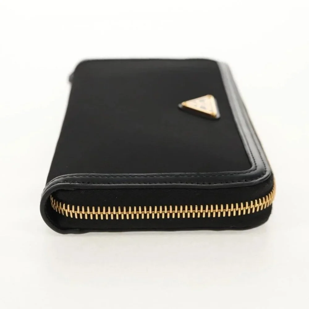 PRADA Long Wallet Leather Nylon Black Gold 1ML506 Auth am10026V - Picture 6 of 16